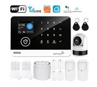 Tugard Kit de Sécurité Domestique 13 Pièces Système d'Alarme Sans Fil avec Sirène 120dB Capteur de Mouvement WiFi GSM