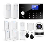 TUGARD Système d'Alarme sans Fil pour la Maison, 13 pcs GSM SMS 2G WiFi Full Burglar Alarm System, Siren Alarm with PIR, Door Window Sensor, Camera, Remote Control for Apartment, Garage, Office