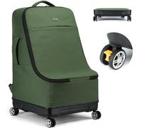 TUGUAN Sac de Voyage pour Siège Auto pour Avion avec Roues Rotatives, Sacs de Siège Auto pour Bébé pour Voyage en Avion avec Fond Rigide, Grand Sac à Dos Rembourré pour Siège de Voiture, Vert