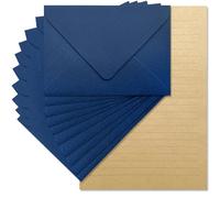 Tuhangcc Better Gift Office Products Lot de 20 feuilles de papier à lettre et enveloppes avec corde en jute 10 x 15 cm Bleu