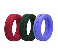 Tuhaoge Bague de mariage en silicone pour femme représentant le motif de la liberté et des rêves indépendants, promessez votre bague en silicone préférée, Rouge, vert foncé, violet foncé., 9