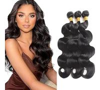 Tuheerst 1B Natural Black Bundles Human Hair Double Weft Body Wave Cheveux humains Extensions Unprocessed Brazilian Virgin Hair Cheveux Humain 20 22 24 Zoll Total 3 Bundles Total 150g