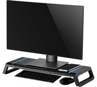 TUHU-Support De Moniteur Rgb,Réhausseur D'Écran,Support De Moniteur Pré-Montage Ajustable,Avec Tiroir De Rangement Et Support De Téléphone + 4 Ports Usb En Façade,Pour Pc/Laptop/Imac/Tv,Noir