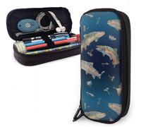 ¿¿Tui ¿¿ Crayons En Cuir Fish On Ombre Big Pen Bag Organisateur L¿¿Ger Sac De Papeterie Compartiments Sac ¿¿ Crayons Pour Le