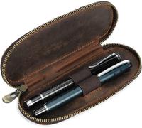 ?Tui ¿¿ Stylos Portable En Cuir Avec Fermeture Magn¿¿Tique Dissimul¿¿E Et Plateau ¿¿ Stylos Amovible, Coffee-1, For 2 Pens, Organiseur De Sac