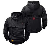 TUIAIFA Sweats à Capuche for Hommes Veste for Witcher Sweat-Shirt zippé à Manches Longues Sweat à Capuche décontracté Multi-Poches Sport à Capuche Sweat-Shirts Confortables(G,4XL)