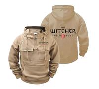 TUIAIFA Sweats à Capuche for Hommes Veste for Witcher Sweat-Shirt zippé à Manches Longues Sweat à Capuche décontracté Multi-Poches Sport à Capuche Sweat-Shirts Confortables(A,L)