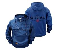 TUIAIFA Sweats à Capuche for Hommes Veste for Witcher Sweat-Shirt zippé à Manches Longues Sweat à Capuche décontracté Multi-Poches Sport à Capuche Sweat-Shirts Confortables(E,4XL)