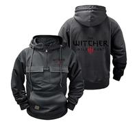TUIAIFA Sweats à Capuche for Hommes Veste for Witcher Sweat-Shirt zippé à Manches Longues Sweat à Capuche décontracté Multi-Poches Sport à Capuche Sweat-Shirts Confortables(D,3XL)