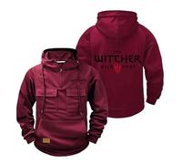 TUIAIFA Sweats à Capuche for Hommes Veste for Witcher Sweat-Shirt zippé à Manches Longues Sweat à Capuche décontracté Multi-Poches Sport à Capuche Sweat-Shirts Confortables(B,M)