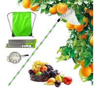 TUIBEIDAMAI Cueille-fruits avec manche télescopique 4,25M, Cueilleur de pommes Diamètre 16 cm, Cueilleur de cerises avec sac en coton, Récolteur de fruits en acier inoxydable pour cerises, Récolteur