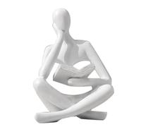 Tuidzljd Sculptures de Penseurs, Ornement de Lecture de Statue en Résine de Penseurs Blancs, Décoration de Sculpture de Penseurs, Décor de Livre Moderne et Facile à Installer B
