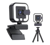 Tuidzljd Webcam 4K avec Microphone et Lumière de Remplissage, Caméra D'Ordinateur HD avec Mise au Point Automatique pour Les Appels Vidéo sur PC, Ordinateur Portable et Bureau, Travail Soigné