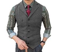 Tuikayoo Veste de costume pour homme - Coupe ajustée - Laine - Veste de bal de promo - Tweed à chevrons - Pour garçons d'honneur, gris, XXL