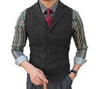 Tuikayoo Veste de costume pour homme - Coupe ajustée - Laine - Veste de bal de promo - Tweed à chevrons - Pour garçons d'honneur, Noir , 3XL