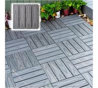 Tuiles de terrasse à emboîtement composites bois-plastique | Gris 4/6/8/10/12/15/16/18/20/25/30 pcs Patio Cour Balcon Salle de Bain : Conception de Drainage(15pcs)