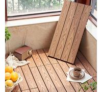 Tuiles de terrasse en bois composite | 24x12 pouces | Platelage de drainage à emboîtement découpable for jardins et terrasses, dalles de terrasse en bois en plastique rectangulaires(Wood color)