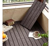 Tuiles de terrasse en bois composite | 24x12 pouces | Platelage de drainage à emboîtement découpable for jardins et terrasses, dalles de terrasse en bois en plastique rectangulaires(Dark Coffee)