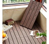 Tuiles de terrasse en bois composite | 24x12 pouces | Platelage de drainage à emboîtement découpable for jardins et terrasses, dalles de terrasse en bois en plastique rectangulaires(Light coffee)