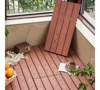 Tuiles de terrasse en bois composite | 24x12 pouces | Platelage de drainage à emboîtement découpable for jardins et terrasses, dalles de terrasse en bois en plastique rectangulaires(Mahogany color)