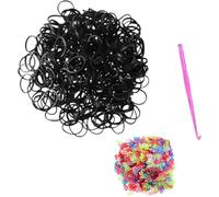 Tuilful Lot de 600 élastiques noirs avec crochet et clips en S colorés pour fabrication de bracelets (600+)