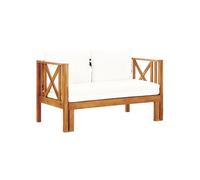 Banc De Jardin 2 Places Et Coussins 122 Cm Bois D'acacia Massif Yue