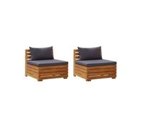 Bois d'Acacia Solide Salon de Jardin 2 pcs avec Coussins Mobilier Patio vidaXL