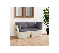 Bois d'Epicéa Canapé Palette à 2 Places de Jardin et Coussins Porche vidaXL
