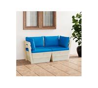 Tuinbank 2-zits met kussens pallet vurenhout3063388