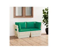 Tuinbank 2-zits met kussens pallet vurenhout3063389