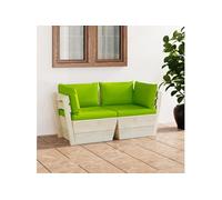 Bois d'Epicéa Canapé Palette à 2 Places de Jardin et Coussins Porche vidaXL