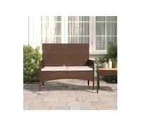 vidaXL Banc de jardin 2 places - résine tressée avec coussins - marron