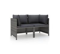 Tuinbank 2-zits met kussens poly rattan grijs313498