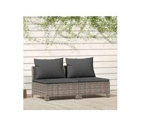vidaXL Canapé de jardin 2 places avec coussins Gris Résine tressée 362691
