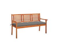 Vidaxl Banc De Jardin 3 Places Avec Coussin, 150 Cm Bois D'eucalyptus Multicolore