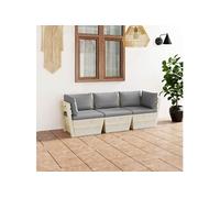 Vidaxl Canapé Palette À 3 Places De Jardin Avec Coussins Bois D'épicéa