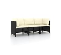 Tuinbank 3-zits met kussens poly rattan zwart313513