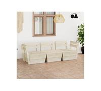 Vidaxl Canapé Palette À 3 Places De Jardin Bois D'épicéa Imprégné