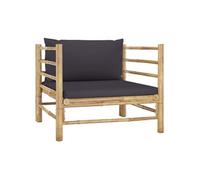 Vidaxl Canapé De Jardin Avec Coussins Gris Foncé Bambou