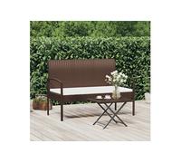 Tuinbank met kussen 105 cm poly rattan bruin362165