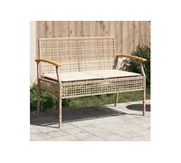 Vidaxl Banc De Jardin Avec Coussin Beige Résine Tressée Et Acacia