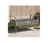 Vidaxl Banc De Jardin Avec Coussin Gris Résine Tressée Et Acacia