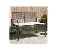 vidaXL – Banc de jardin – Siège de patio avec coussin, résine tressée et acacia – Noir