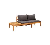 Tuinbank met tafel en donkergrijze kussens massief acaciahout316319
