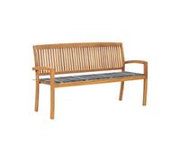 vidaXL Tuinbank stapelbaar met kussen 159 cm massief teakhout3063320 bois de teck G