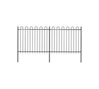 Clôture de jardin avec dessus en cerceau Acier 3,4 x 1,5 m Noir