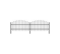 vidaXL Clôture de jardin acier à dessus en lance 0,75-1 x 3,4 m Noir - Panneaux/poteaux inclus