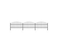 Clôture De Jardin À Dessus En Lance Acier (0,75-1)X5,1 M Noir