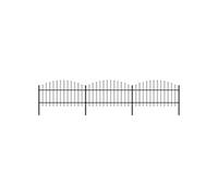 Clôture De Jardin À Dessus En Lance Acier (1-1,25)X5,1 M Noir