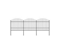 vidaXL Clôture de jardin à dessus en lance Acier 1,5-1,75 x 5,1 m Noir